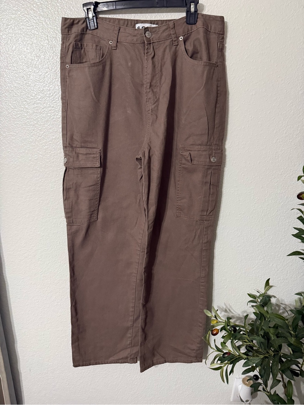 S.O.N.G. Brown Cargo Pants 100% Cotton Size 15/32 Y2K